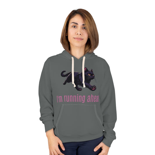 Black Cat running Pullover Hoodie (AOP)