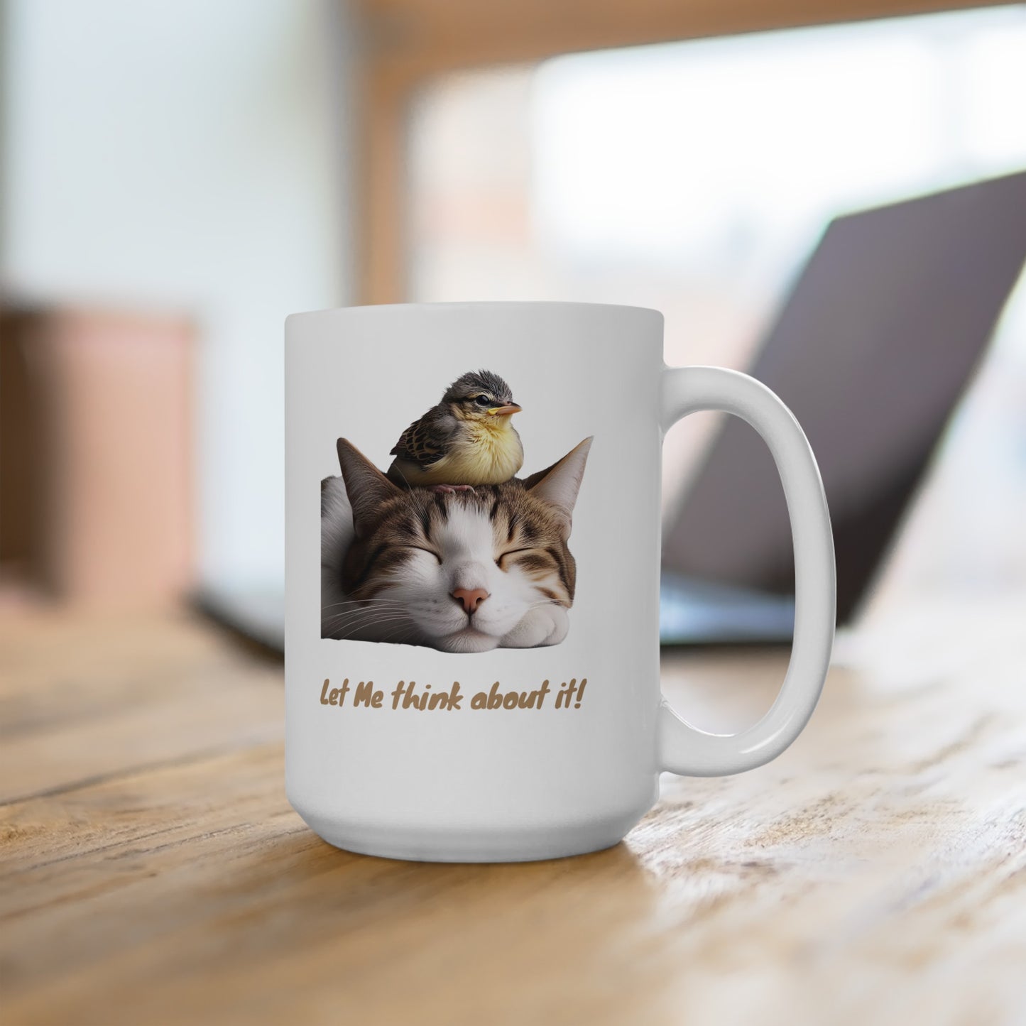 Cat and Bird Mug, (11oz, 15oz)