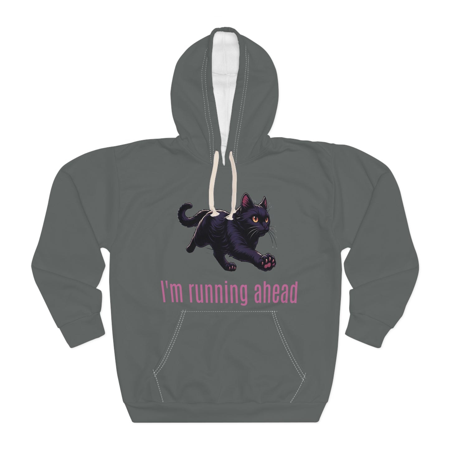 Black Cat running Pullover Hoodie (AOP)