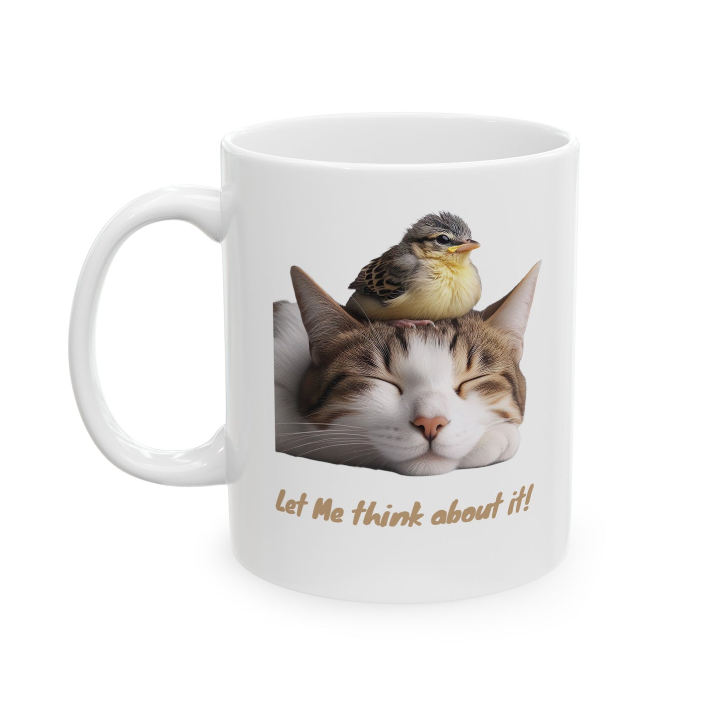 Cat and Bird Mug, (11oz, 15oz)