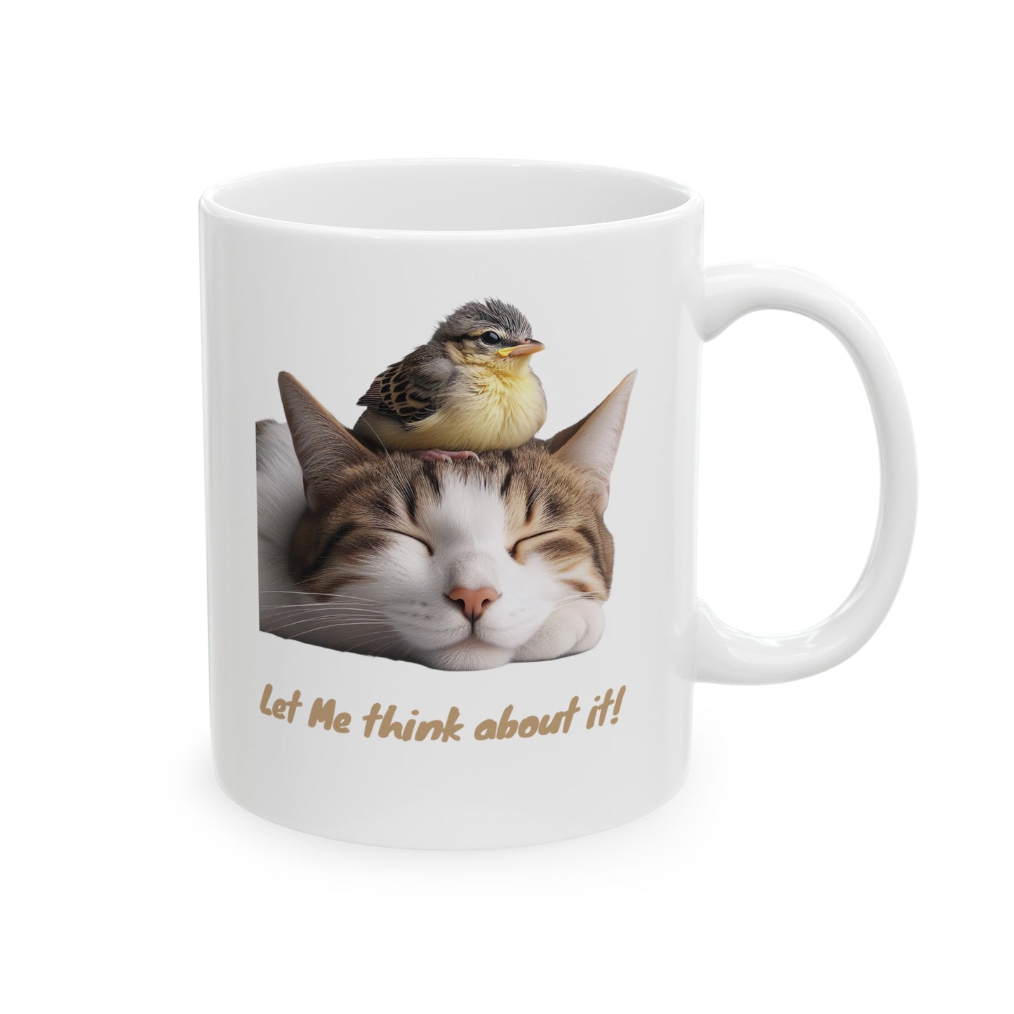 Cat and Bird Mug, (11oz, 15oz)