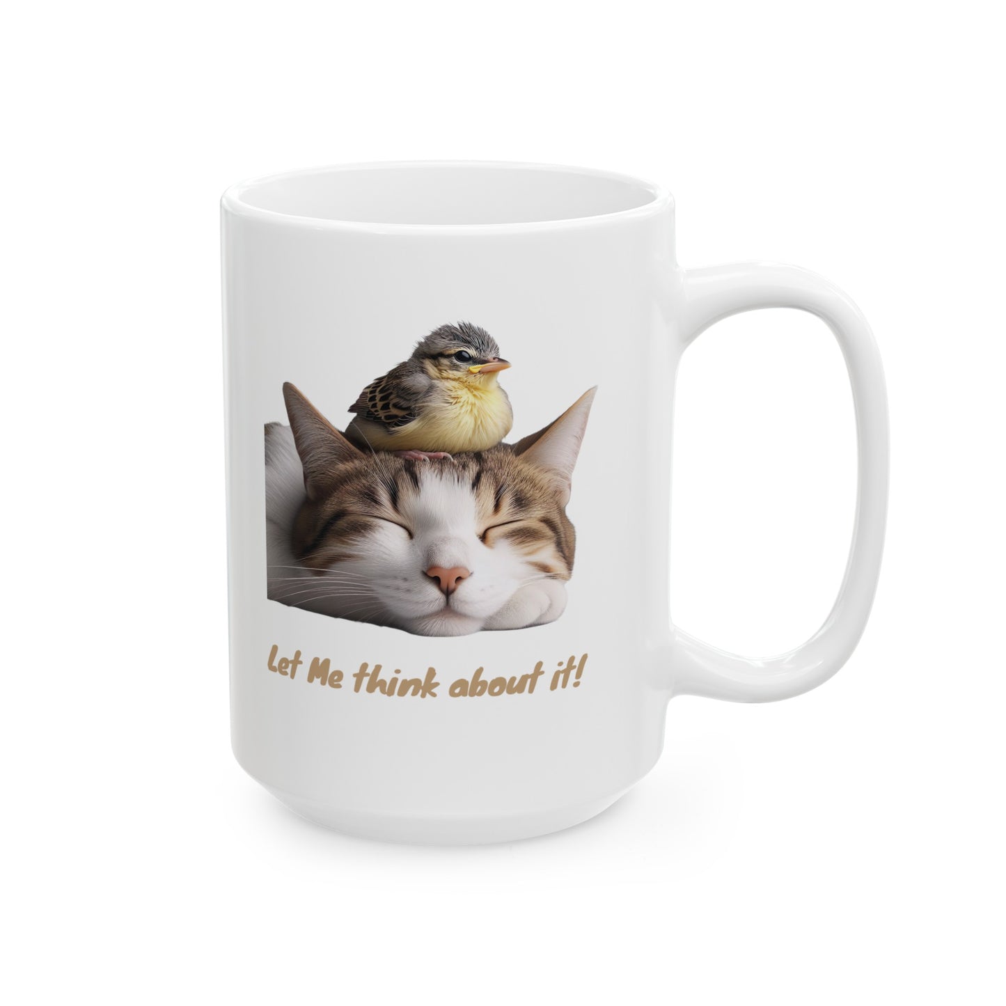 Cat and Bird Mug, (11oz, 15oz)