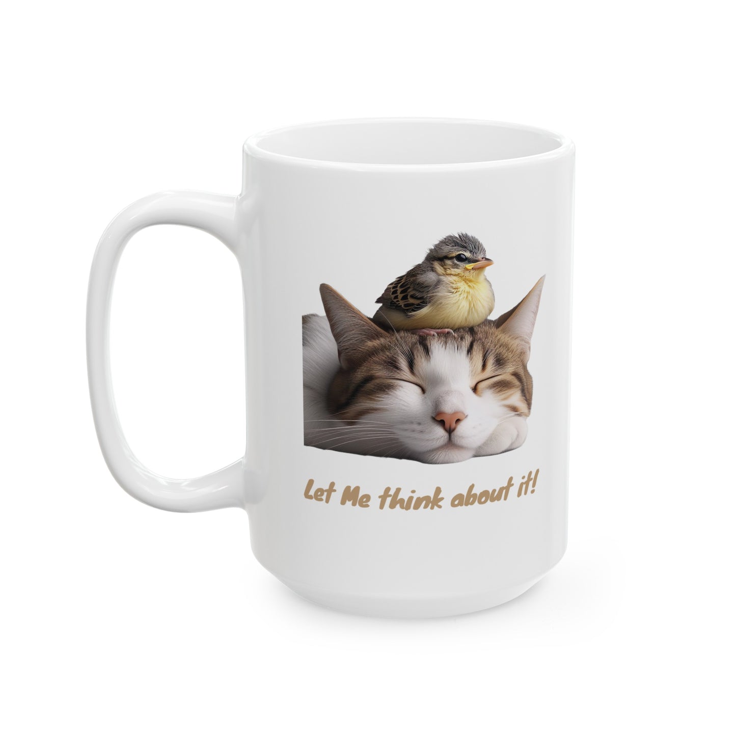 Cat and Bird Mug, (11oz, 15oz)