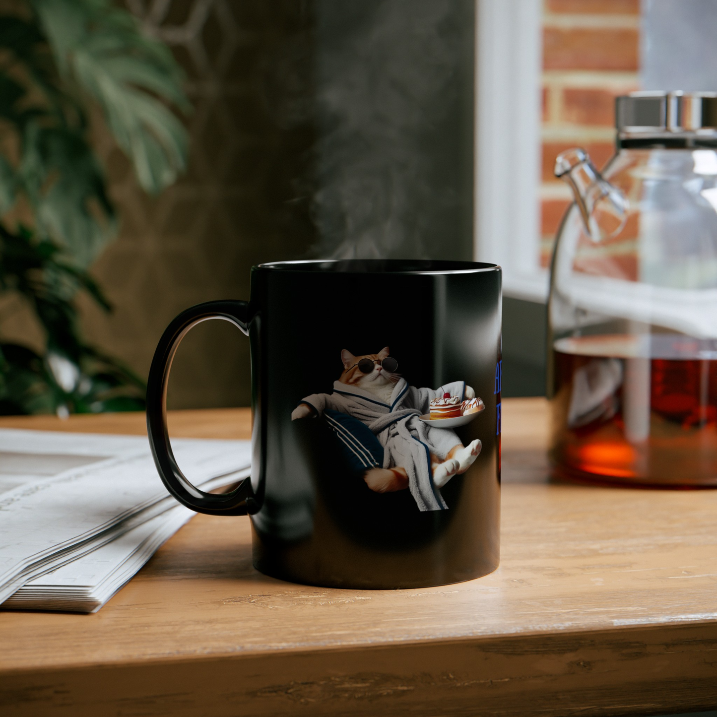 Cat Ceramic Black Mug 11oz.