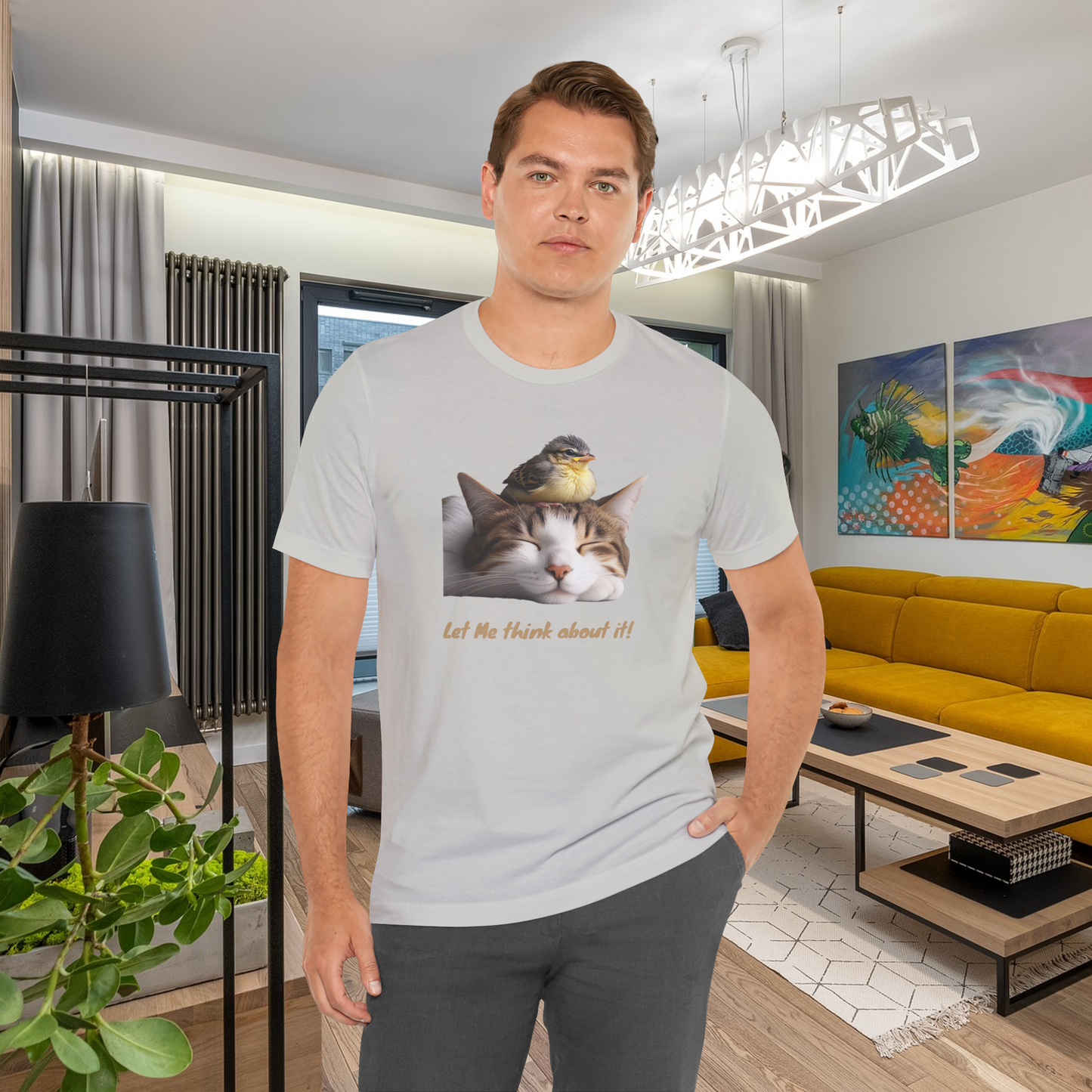 Cat and Bird T-shirt