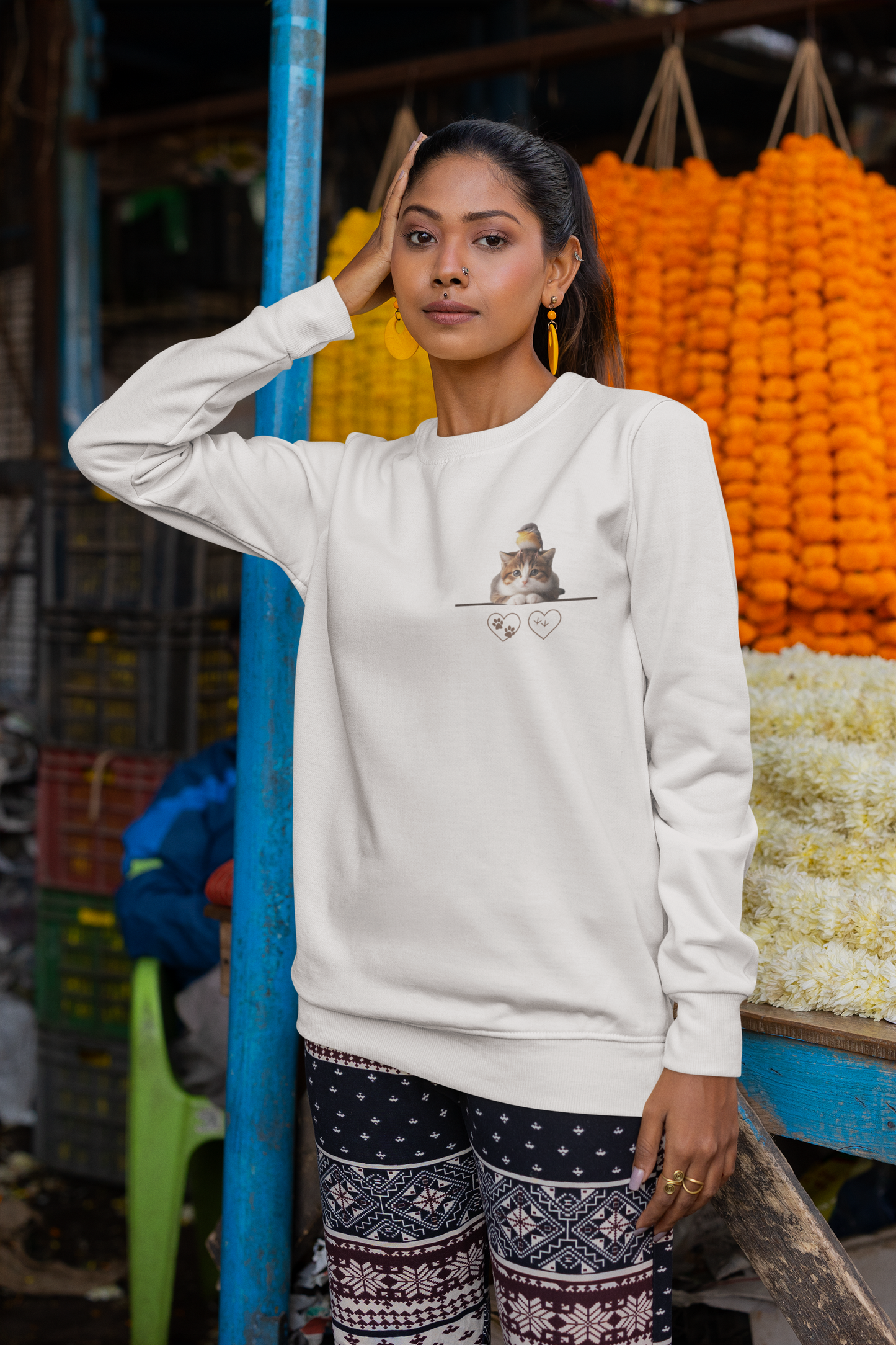 Cat and Bird Sweatshirt