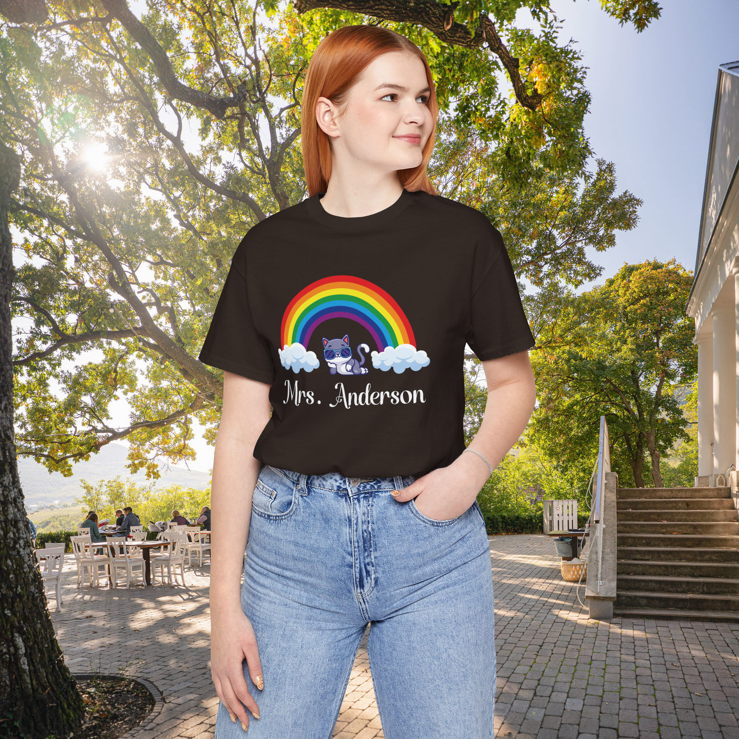 Personalized Your Custom Cat & Rainbow T-Shirt