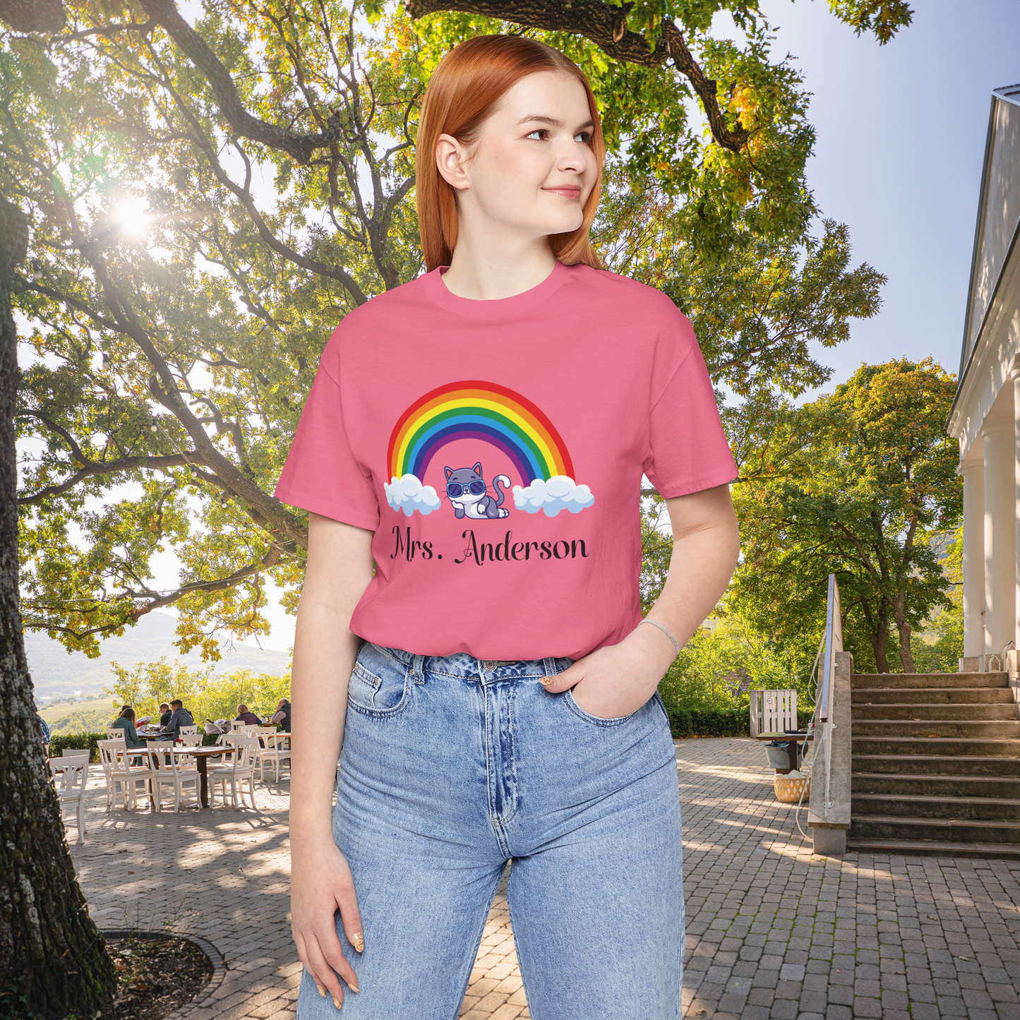 Personalized Your Custom Cat & Rainbow T-Shirt