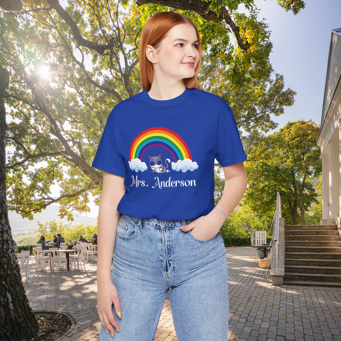 Personalized Your Custom Cat & Rainbow T-Shirt