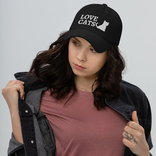 Love Cats Embroidered Dad hat