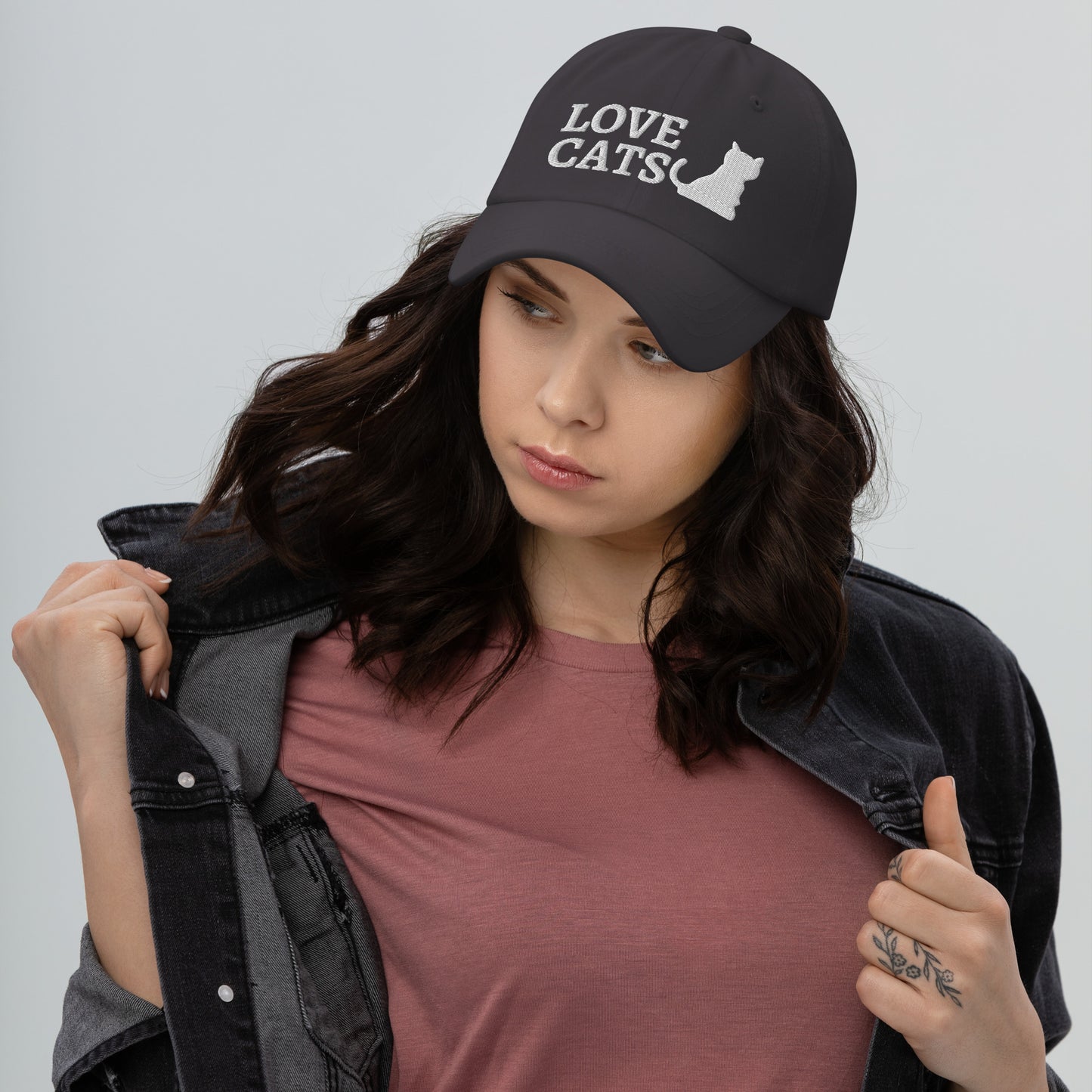 Love Cats Embroidered Dad hat