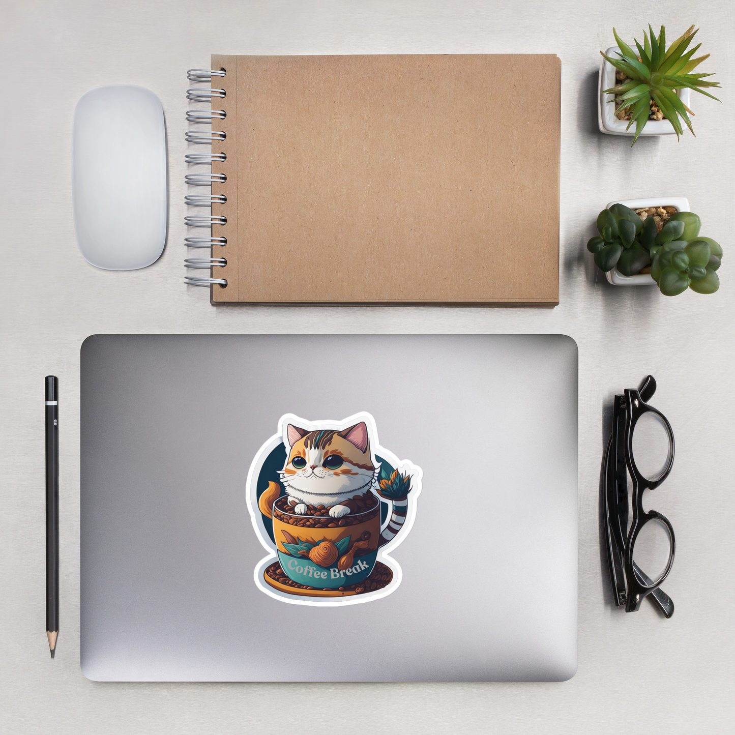 Bubble-free stickers Cat Coffee break